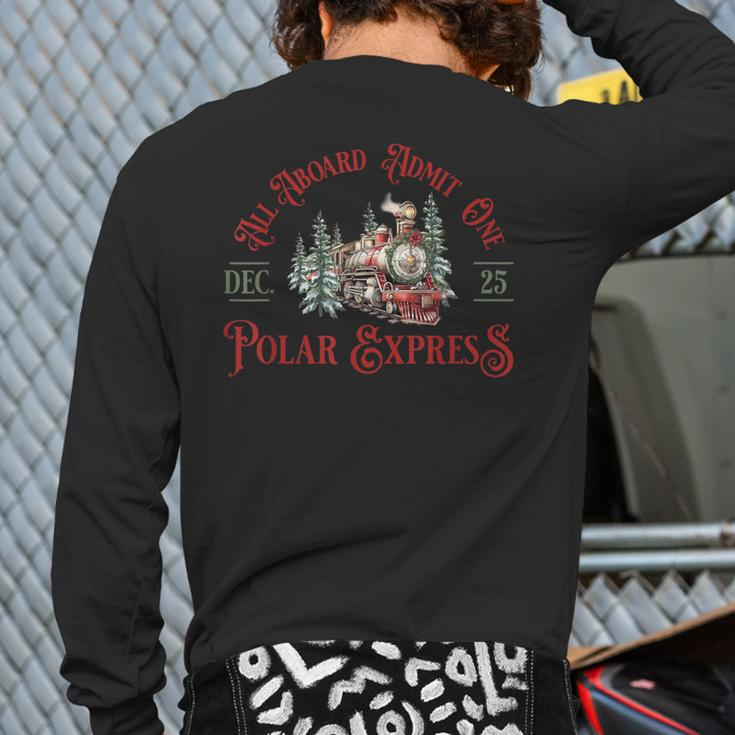 Retro North Pole Polar Express All Abroad Family Matching Back Print Long Sleeve T-shirt