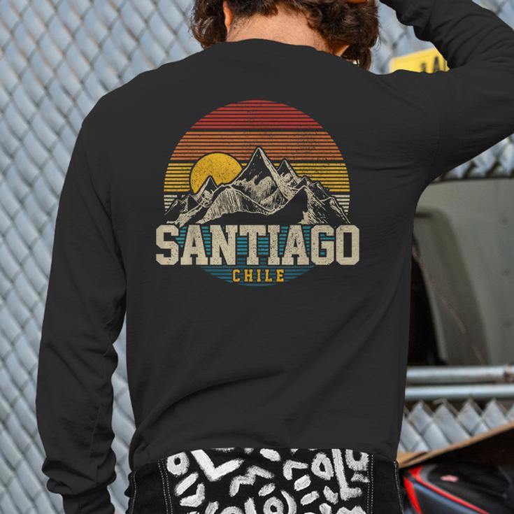 Santiago Chile Vintage Mountains Retro Souvenir Back Print Long Sleeve T-shirt