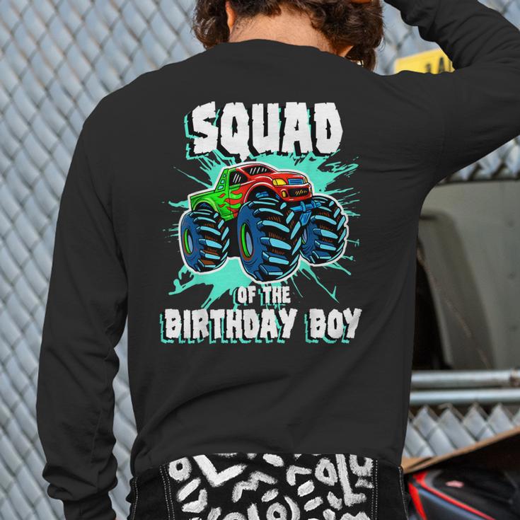 Squad Of The Birthday Boy Monster Truck Birthday Party Back Print Long Sleeve T-shirt