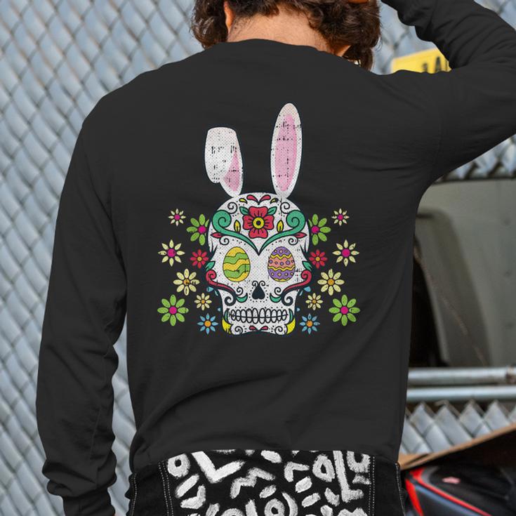 Sugar Skull Happy Easter Bunny Ears Cute Back Print Long Sleeve T-shirt