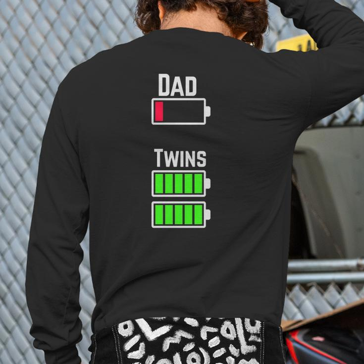 Tired Twin Dad Low Battery Charge Meme Image Back Print Long Sleeve T-shirt