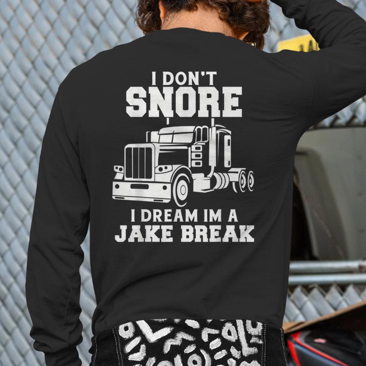 Trucker Lorry 18 Wheeler Highway Truck Driver Cdl Trailer Back Print Long Sleeve T-shirt
