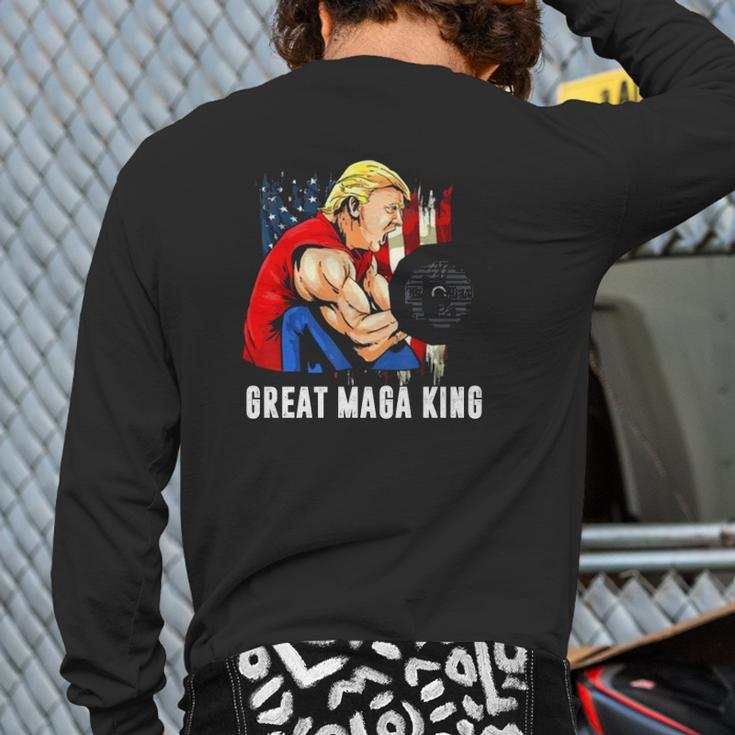Trump Muscle Old The Great Maga King Ultra Maga Patriotic Flag Us Back Print Long Sleeve T-shirt
