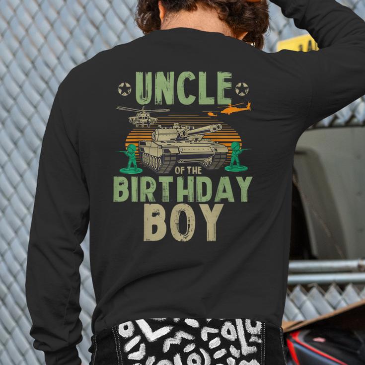 Uncle Of The Birthday Boy Army Party Matching Family Back Print Long Sleeve T-shirt