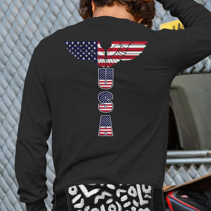 Usa Bald Eagle Wings 4Th Of July Veterans Usa Back Print Long Sleeve T-shirt