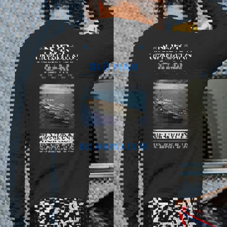 Uss America Cv66 Aircraft Carrier Veterans Day Father Day Back Print Long Sleeve T-shirt