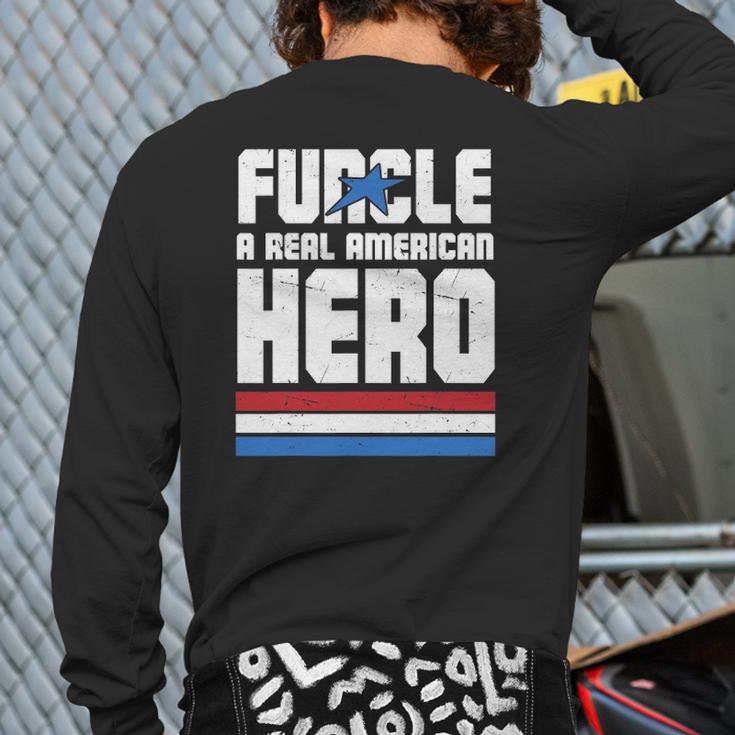 Veteran 365 Funcle Real American Hero Tee Father's Day Uncle Back Print Long Sleeve T-shirt