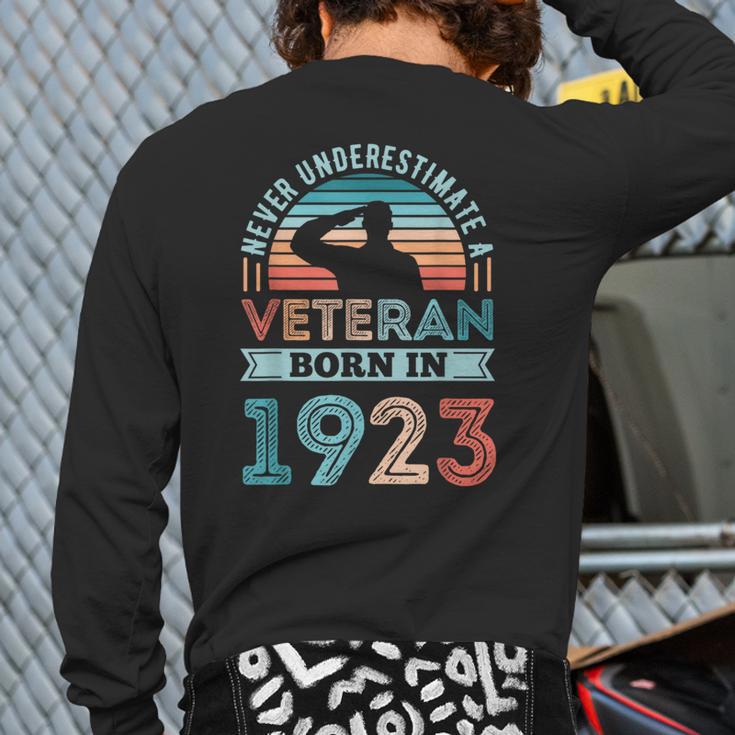 Veteran Born In 1923 100Th Birthday Military Back Print Long Sleeve T-shirt