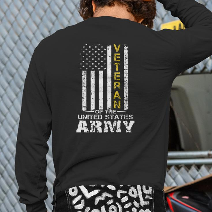 Veteran Of United States Us Army Vet Gold Back Print Long Sleeve T-shirt