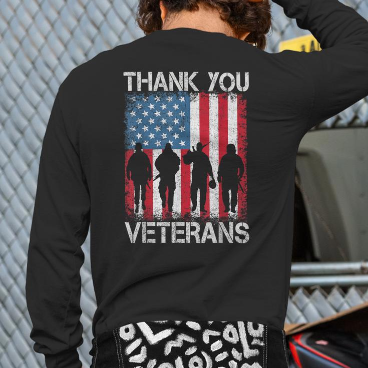 Veterans Day Thank You Veterans Proud Back Print Long Sleeve T-shirt