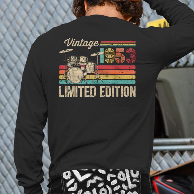 Vintage 1953 Drums Lovers 70Th Birthday Drummer Back Print Long Sleeve T-shirt