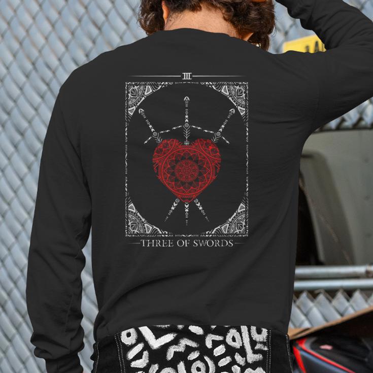 Vintage 3 Of Swords Tarot Card Back Print Long Sleeve T-shirt