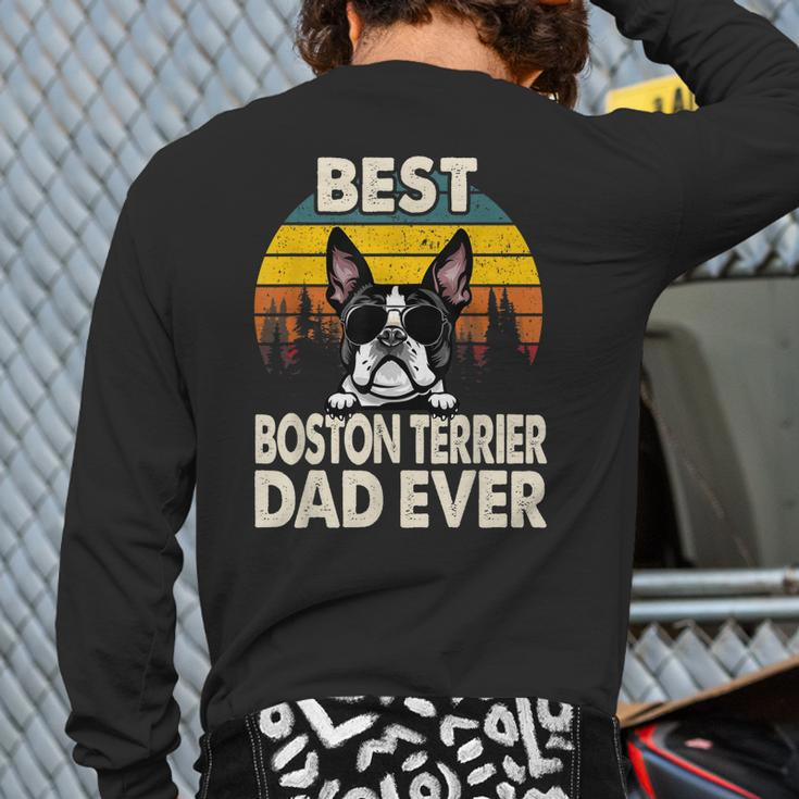 Vintage Best Boston Terrier Dog Dad Ever Lover Back Print Long Sleeve T-shirt