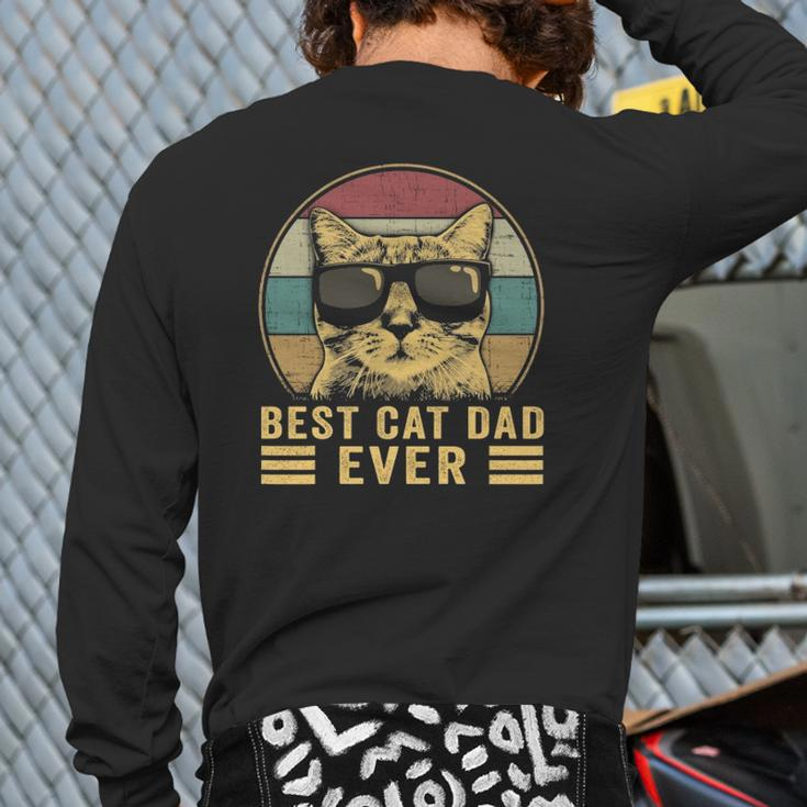 Vintage Best Cat Dad Ever Bump Fit Back Print Long Sleeve T-shirt