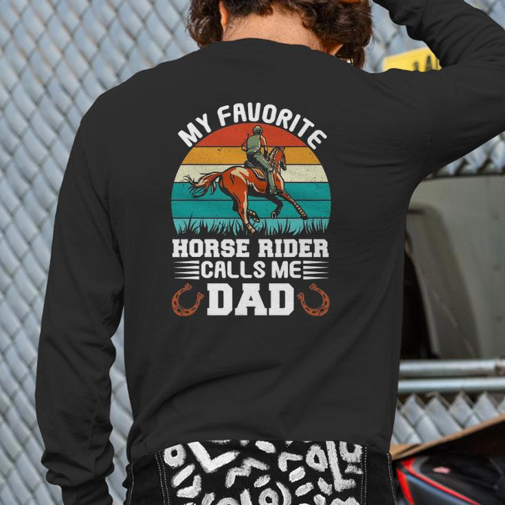 Vintage My Favorite Horse Rider Calls Me Dad Father's Day Back Print Long Sleeve T-shirt