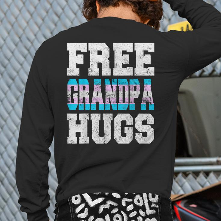 Vintage Free Grandpa Hugs Transgender Heart Lgbt Pride Month Back Print Long Sleeve T-shirt