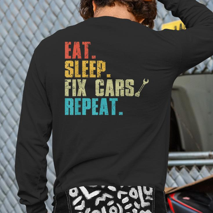Vintage Mechanic Men Dad Garage Car Lover Back Print Long Sleeve T-shirt