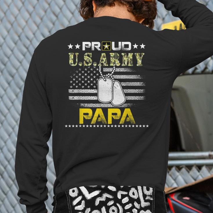 Vintage Proud Papa Usarmy Veteran Flag Back Print Long Sleeve T-shirt
