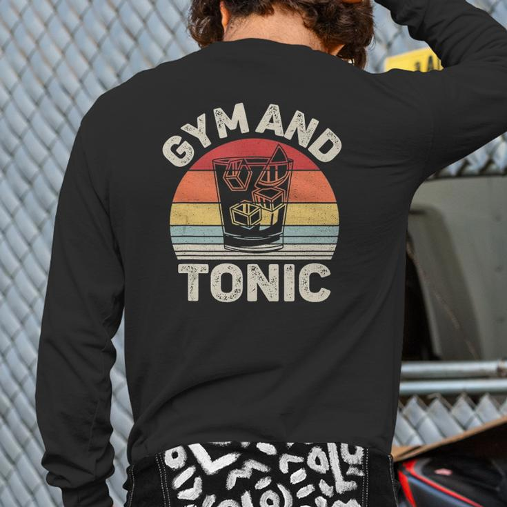 Vintage Retro Gym Gin And Tonic Gin Lover Back Print Long Sleeve T-shirt