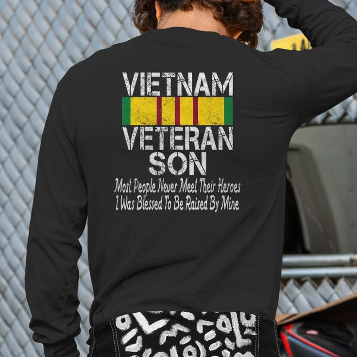 Vintage Us Military Family Vietnam Veteran Son Back Print Long Sleeve T-shirt