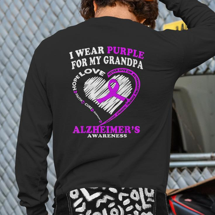 I Wear Purple For My Grandpa Back Print Long Sleeve T-shirt