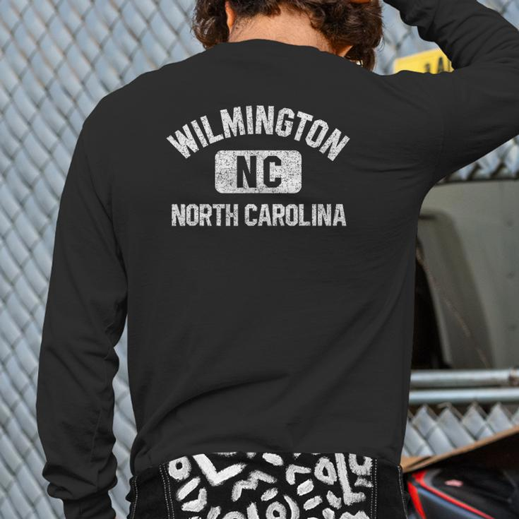 Wilmington Nc Gym Style Pink With Distressed White Print Back Print Long Sleeve T-shirt