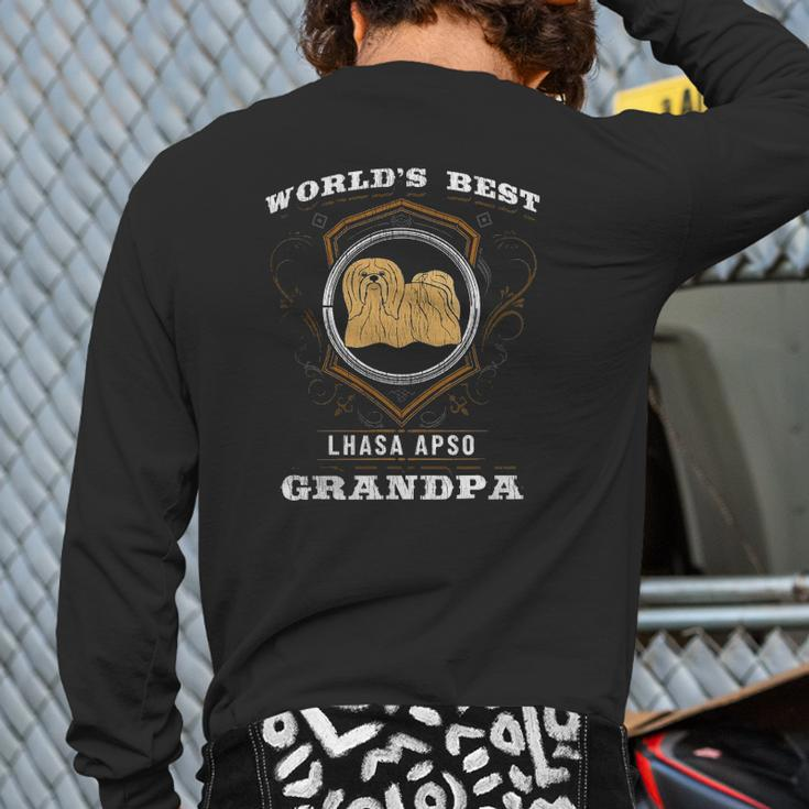 World's Best Lhasa Apso Grandpa Dog Breed Owner Back Print Long Sleeve T-shirt