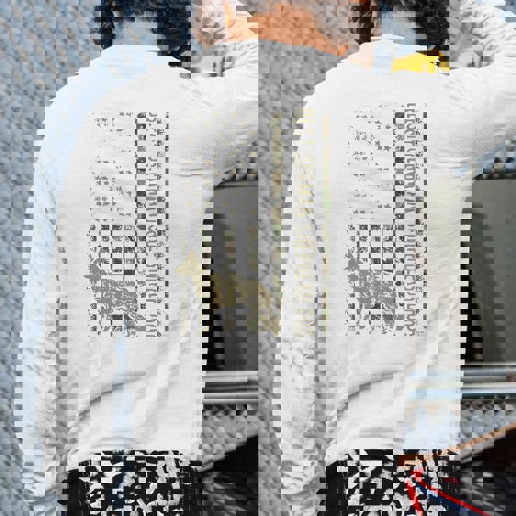 Best German Shepherd Dog Dad Camouflage American Flag Back Print Long Sleeve T-shirt