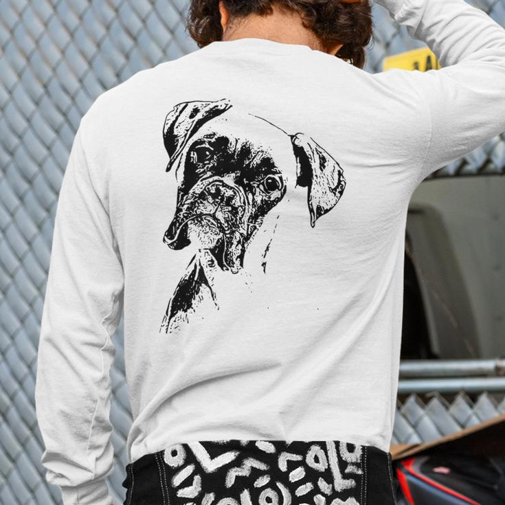 Boxer Dog Face Dog Lovers Boxer Dog Back Print Long Sleeve T-shirt