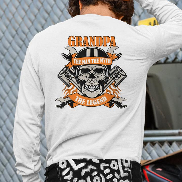 Grandpa The Man The Myth The Legend Biker Grandpa Back Print Long Sleeve T-shirt