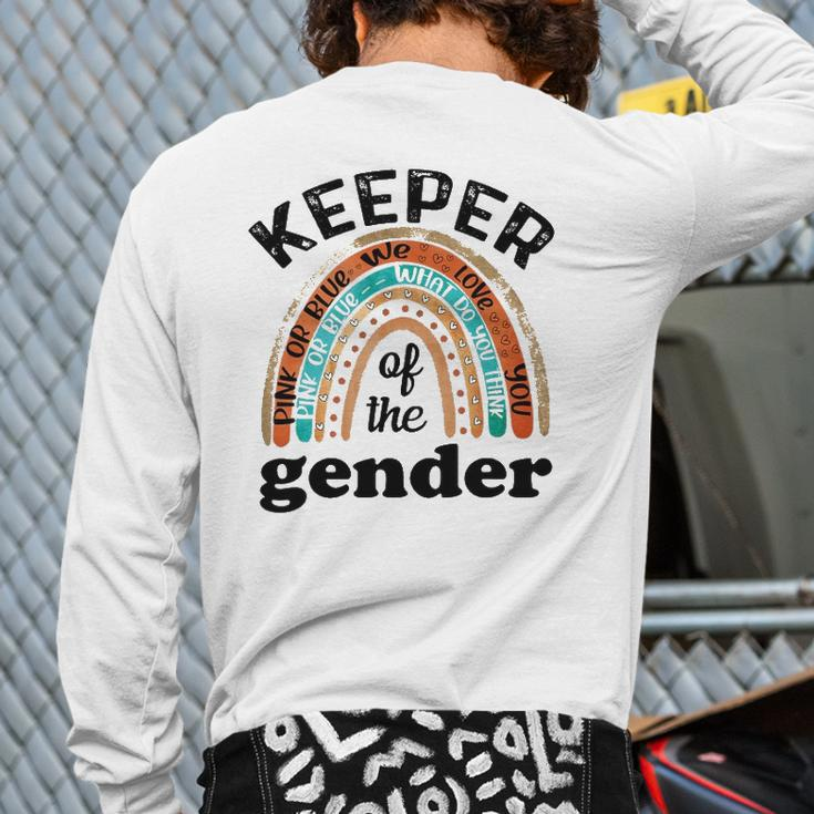 Keeper Of The Gender Rainbow Gender Reveal Baby Shower Back Print Long Sleeve T-shirt