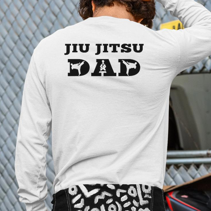 Mens Brazilian Jiu Jitsu Dad Fighter Dad Back Print Long Sleeve T-shirt