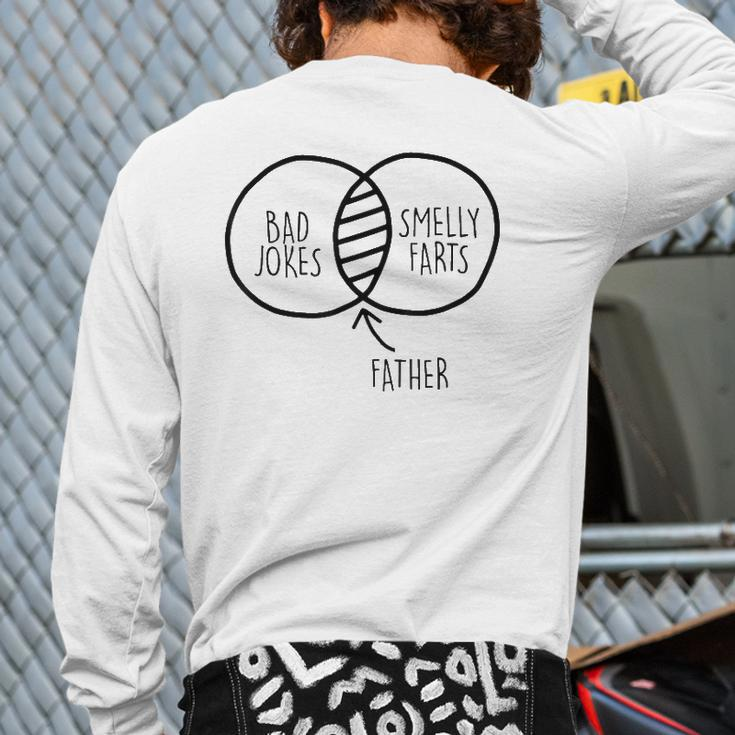 Mens For Father's Day Tee Father Mix Of Bad Jokes Back Print Long Sleeve T-shirt