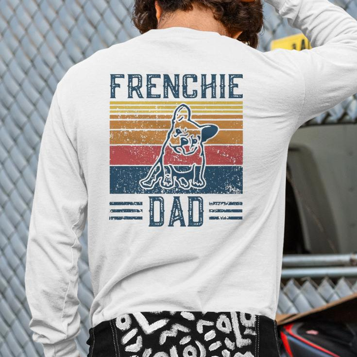 Mens Vintage Frenchie Dad For Men French Bulldog Back Print Long Sleeve T-shirt
