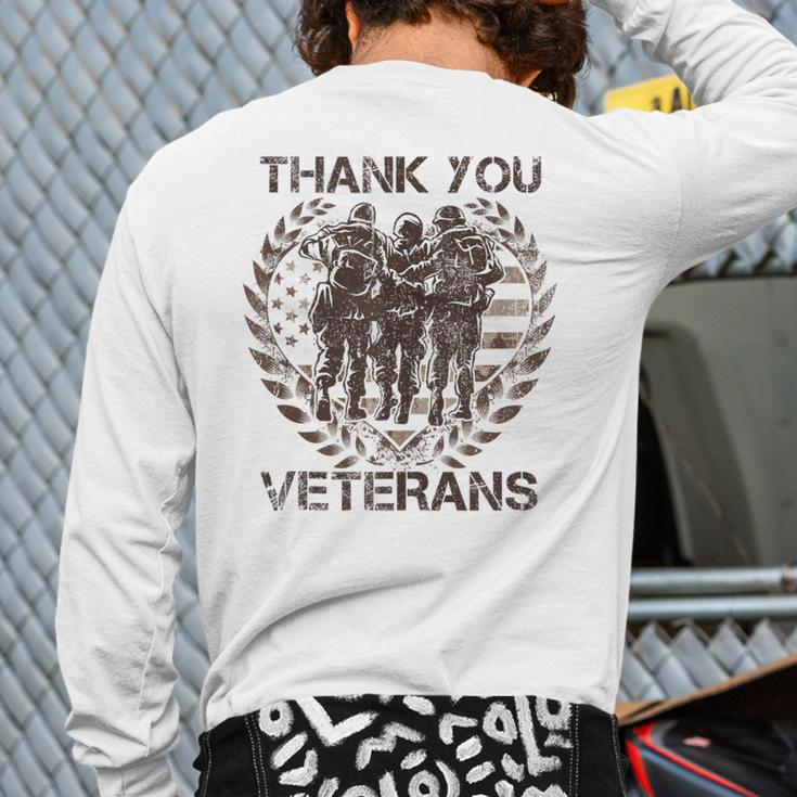Thank You For Your Service Veteran Memorial Day Military Back Print Long Sleeve T-shirt