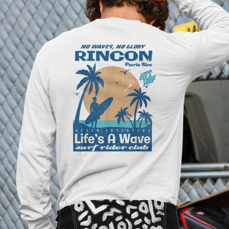Vintage Rincon Puerto Rico Surf Rider Club Back Print Long Sleeve T-shirt