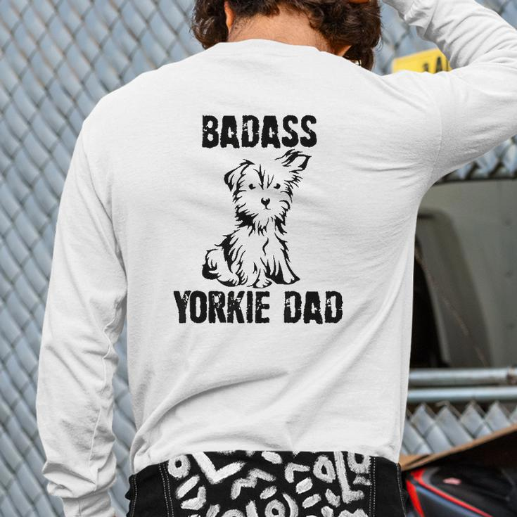 Yorkie Dad Back Print Long Sleeve T-shirt