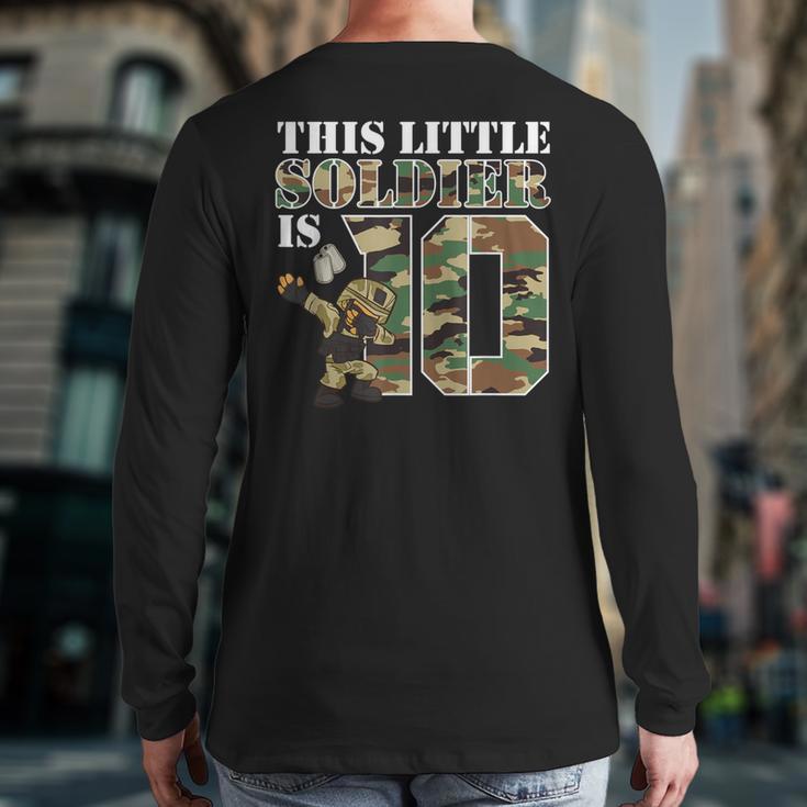 10 Year Old Boy Military Army 10Th Birthday Boy Back Print Long Sleeve T-shirt