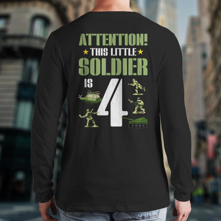 4Th Birthday Soldier 4 Year Old Military Themed Camo Boy Back Print Long Sleeve T-shirt