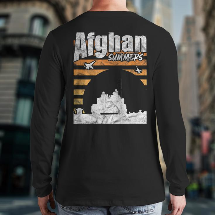 Afghan Summers Afghanistan Veteran Army Military Vintage Back Print Long Sleeve T-shirt
