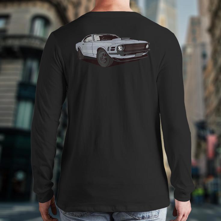 American Muscle Car Stock Vintage Distressed Front End View Back Print Long Sleeve T-shirt