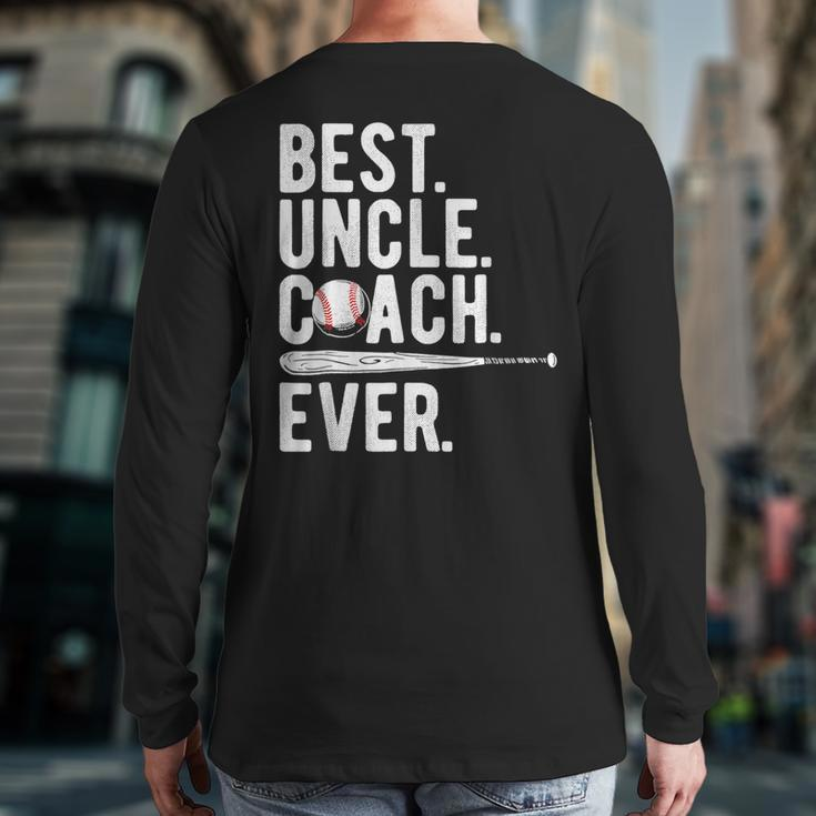 Baseball Best Uncle Coach Ever Proud Dad Daddy Father's Back Print Long Sleeve T-shirt