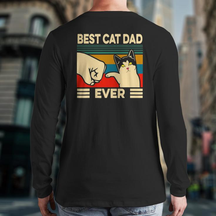 Best Cat Dad Ever Vintage Men Bump Fit Fathers Day Back Print Long Sleeve T-shirt