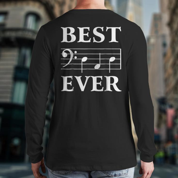 Best Dad Ever Bass Clef Musician Father's Day Tshirt Back Print Long Sleeve T-shirt