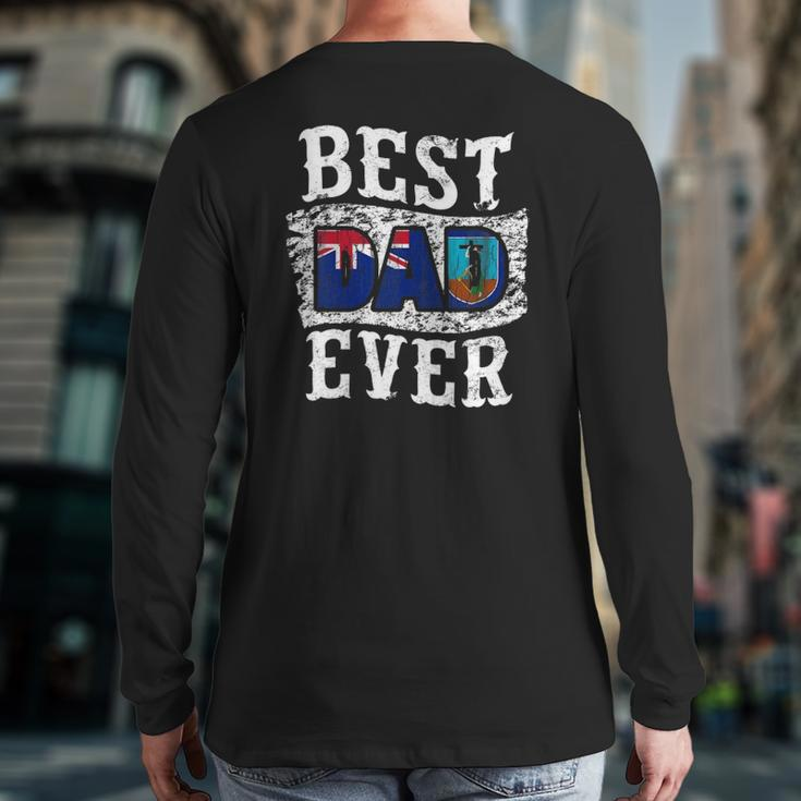 Best Dad Ever Father's Day Montserrat Flag Back Print Long Sleeve T-shirt
