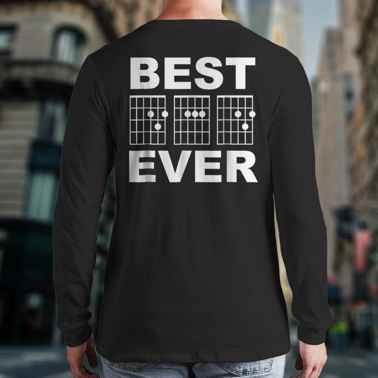 Best Dad Ever Guitar Chords For Musician Father Back Print Long Sleeve T-shirt