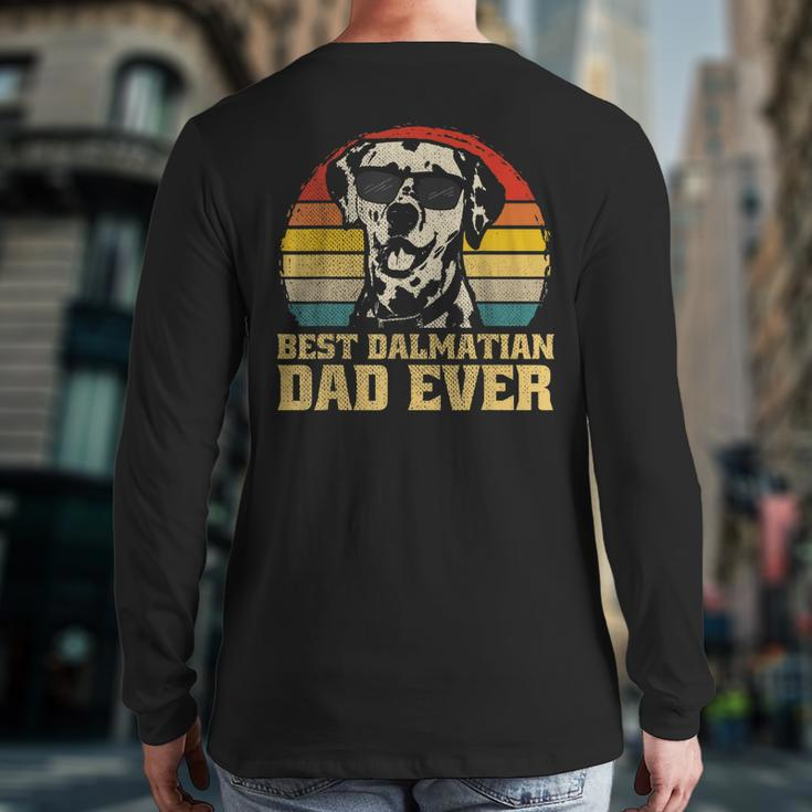 Best Dalmatian Dog Dad Father Papa Puppy Retro Back Print Long Sleeve T-shirt