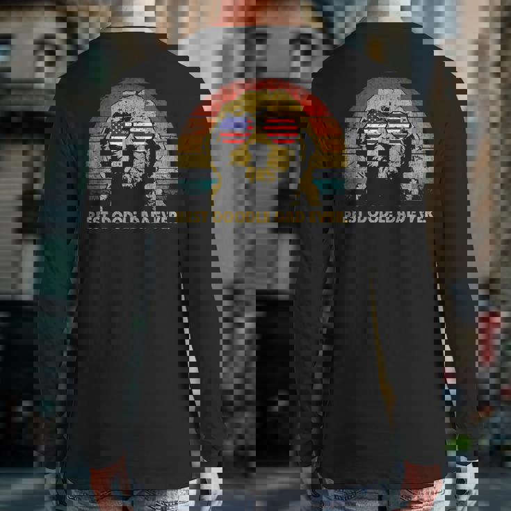 Best Doodle Dad Ever Usa Flag Retro Goldendoodle Lover Back Print Long Sleeve T-shirt