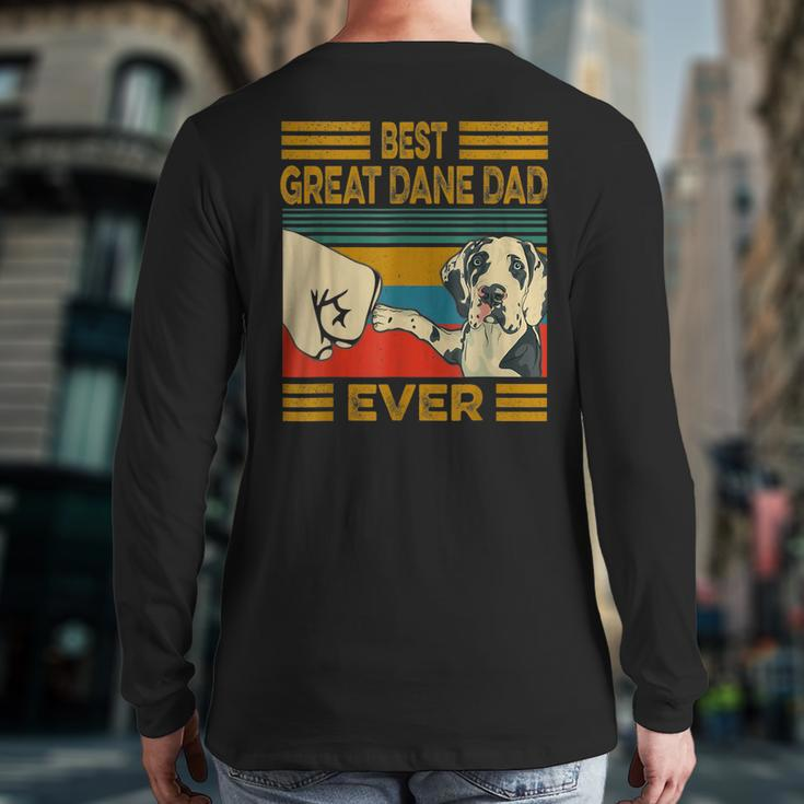 Best Great Dane Dad Ever Retro Vintage Back Print Long Sleeve T-shirt