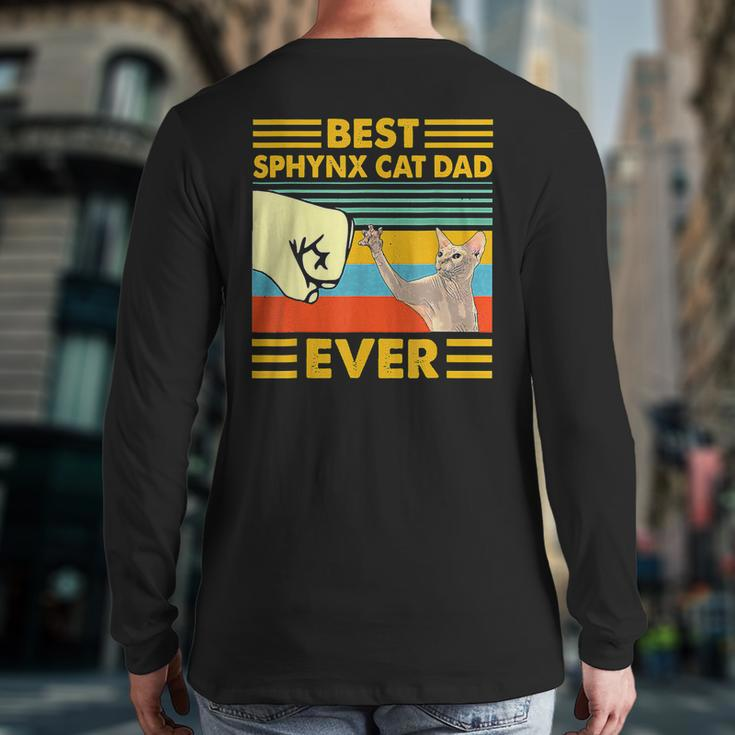Best Sphynx Cat Dad Ever Retro Vintage Sunset Back Print Long Sleeve T-shirt